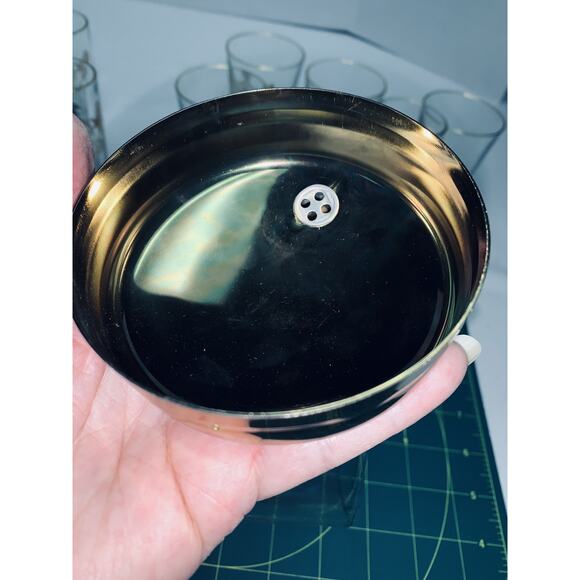 14 Pc Vtg Pennsylvania Coat of Arms Barware Set Shaker Glasses Gold Gilding NOS - Picture 12 of 15